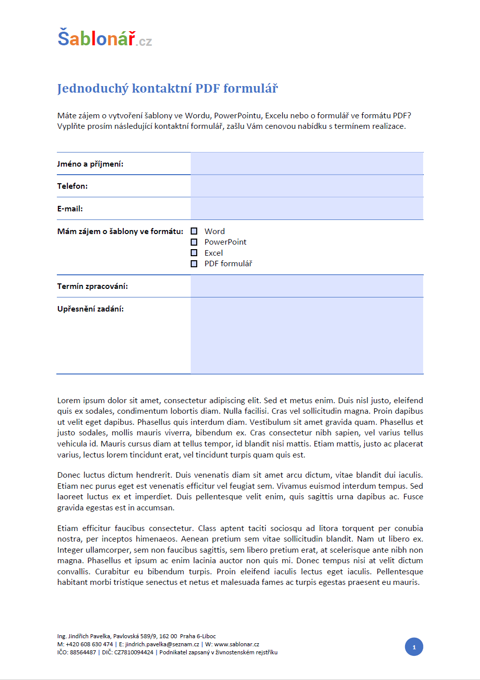 Formulář v PDF